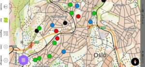 Stolper markert på kart over Oslo