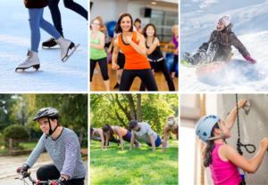 Skøyting, gruppetrening, aking, sykling, trening i park og klatring